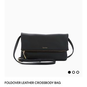 Calvin Klein Fold-over Leather Crossbody Bag